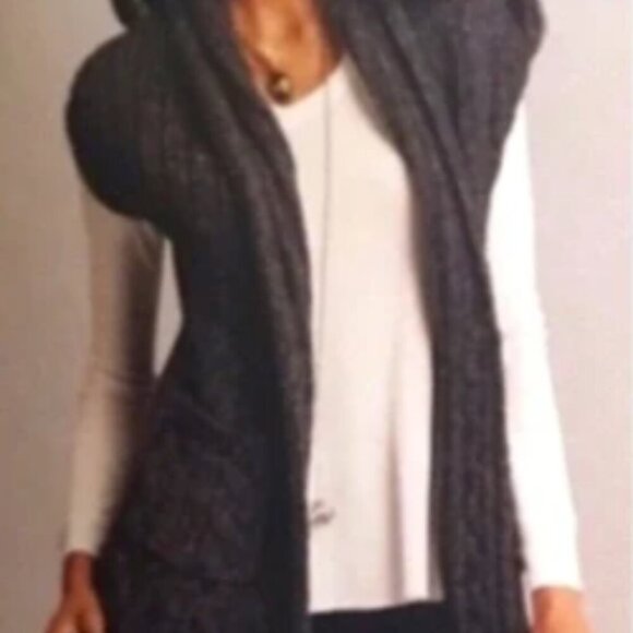 CAbi Womens Medium Charcoal Gray Finge Cardigan Sweater Vest #163 Wool - Picture 1 of 7